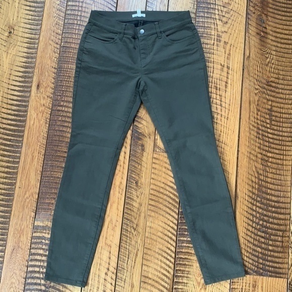 Eileen Fisher pant olive green cotton poly Lycra five pocket jean pant in Sz 6P - Picture 2 of 8